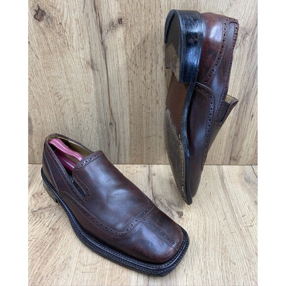 Mercanti Fiorentini Leather Slip On Brogue Dress Shoes Men Size 10 M Brown 5000 main image 13